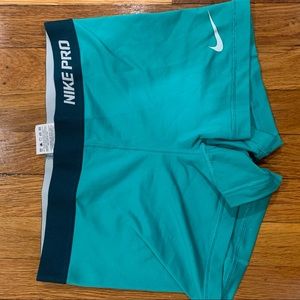 Teal Nike Pro Spandex Shorts